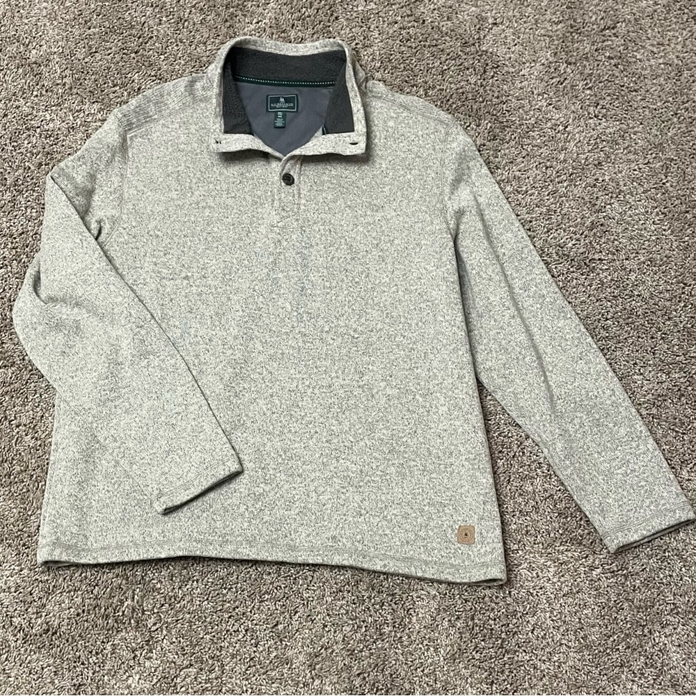 GH Bass Men's Gray 1/4 Button Sweater